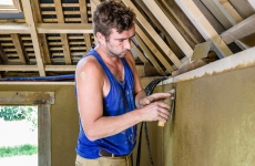Atelier ALP, chantier, enduits terre / paille, Pacé, 35